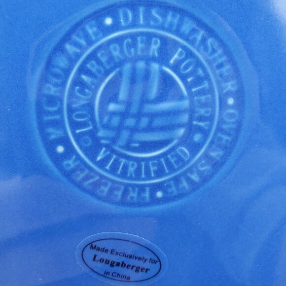 Longaberger Pottery Woven Traditions Cornflower Blue Snack Plate Serving Dish - Picture 7 of 7
